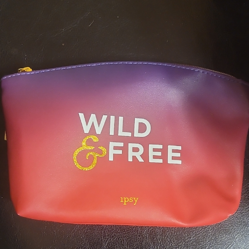 ipsy Gradient 'Wild & Free' Cosmetic Bag - Purple, Pink, Red with Gold Accent